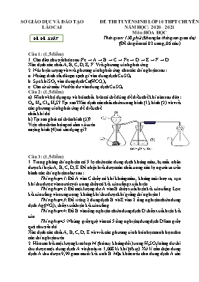 Đê thi tuyên sinh lơp 10 THPT chuyên môn Hoa hoc - Năm hoc 2020-2021
